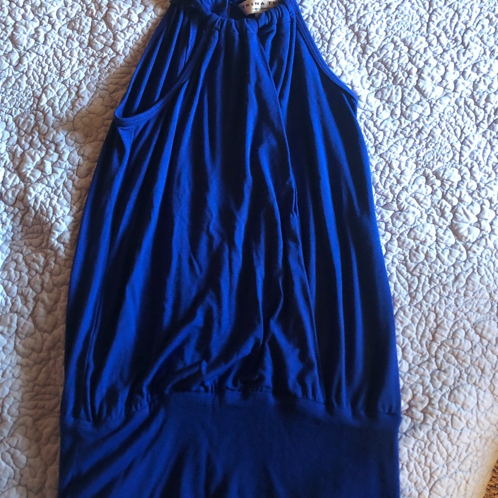 Gorgeous jewel tone blue Trina Turk Halter